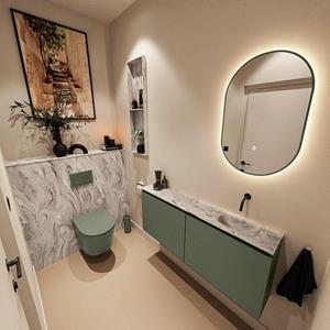 Mondiaz TURE-DLUX 120cm toiletmeubel Army. EDEN wastafel Glace positie rechts. Zonder kraangat. TUREDX120ARMR0GLA
