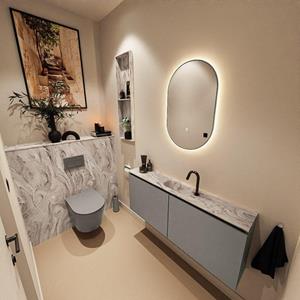 Mondiaz TURE-DLUX 120cm toiletmeubel Smoke. EDEN wastafel Glace positie midden. Met 1 kraangat. TUREDX120SMOM1GLA