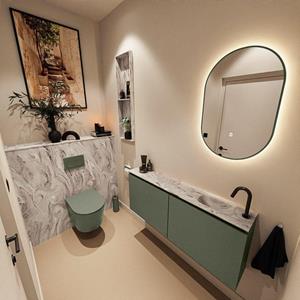 Mondiaz TURE-DLUX 120cm toiletmeubel Army. EDEN wastafel Glace positie rechts. Met 1 kraangat. TUREDX120ARMR1GLA