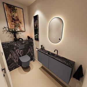 Mondiaz TURE-DLUX 120cm toiletmeubel Dark Grey. EDEN wastafel Lava positie midden. Met 1 kraangat. TUREDX120DGRM1LAV