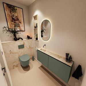 Mondiaz TURE-DLUX 120cm toiletmeubel Army. EDEN wastafel Frappe positie links. Zonder kraangat. TUREDX120ARML0FRA
