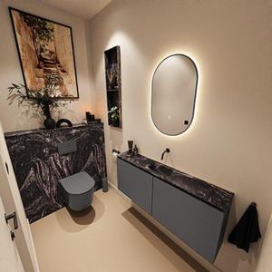 Mondiaz TURE-DLUX 120cm toiletmeubel Dark Grey. EDEN wastafel Lava positie midden. Zonder kraangat. TUREDX120DGRM0LAV