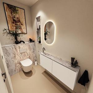 Mondiaz TURE-DLUX 120cm toiletmeubel Talc. EDEN wastafel Glace positie links. Met 1 kraangat. TUREDX120TALL1GLA