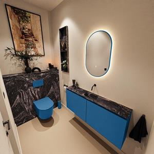 Mondiaz TURE-DLUX 120cm toiletmeubel Jeans. EDEN wastafel Lava positie midden. Zonder kraangat. TUREDX120JEAM0LAV