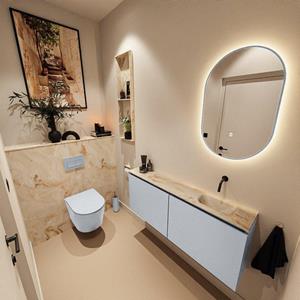 Mondiaz TURE-DLUX 120cm toiletmeubel Clay. EDEN wastafel Frappe positie rechts. Zonder kraangat. TUREDX120CLAR0FRA