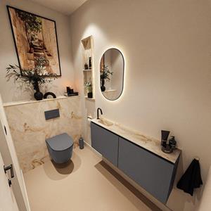 Mondiaz TURE-DLUX 120cm toiletmeubel Dark Grey. EDEN wastafel Frappe positie links. Met 1 kraangat. TUREDX120DGRL1FRA