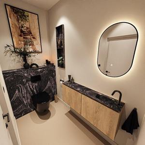 Mondiaz TURE-DLUX 120cm toiletmeubel Washed Oak. EDEN wastafel Lava positie rechts. Met 1 kraangat. TUREDX120WASR1LAV