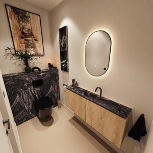 Mondiaz TURE-DLUX 120cm toiletmeubel Washed Oak. EDEN wastafel Lava positie midden. Met 1 kraangat. TUREDX120WASM1LAV