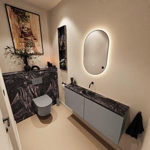 Mondiaz TURE-DLUX 120cm toiletmeubel Smoke. EDEN wastafel Lava positie midden. Zonder kraangat. TUREDX120SMOM0LAV