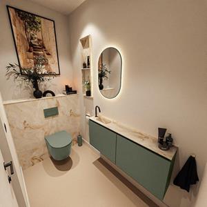 Mondiaz TURE-DLUX 120cm toiletmeubel Army. EDEN wastafel Frappe positie links. Met 1 kraangat. TUREDX120ARML1FRA