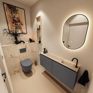 Mondiaz TURE-DLUX 120cm toiletmeubel Dark Grey. EDEN wastafel Frappe positie rechts. Met 1 kraangat. TUREDX120DGRR1FRA