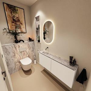 Mondiaz TURE-DLUX 120cm toiletmeubel Talc. EDEN wastafel Glace positie links. Zonder kraangat. TUREDX120TALL0GLA