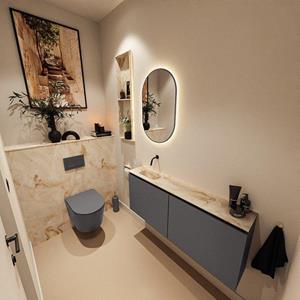 Mondiaz TURE-DLUX 120cm toiletmeubel Dark Grey. EDEN wastafel Frappe positie links. Zonder kraangat. TUREDX120DGRL0FRA