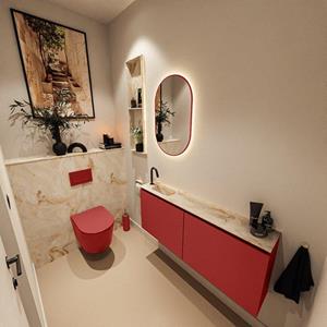 Mondiaz TURE-DLUX 120cm toiletmeubel Fire. EDEN wastafel Frappe positie links. Met 1 kraangat. TUREDX120FIRL1FRA