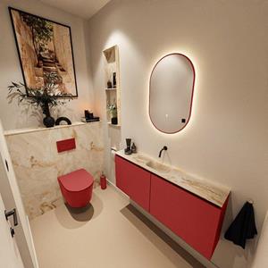 Mondiaz TURE-DLUX 120cm toiletmeubel Fire. EDEN wastafel Frappe positie midden. Zonder kraangat. TUREDX120FIRM0FRA