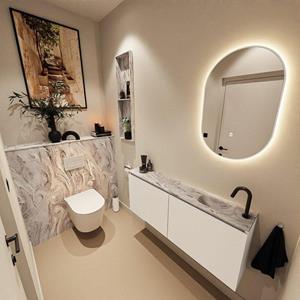 Mondiaz TURE-DLUX 120cm toiletmeubel Talc. EDEN wastafel Glace positie rechts. Met 1 kraangat. TUREDX120TALR1GLA