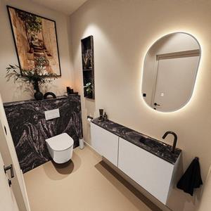 Mondiaz TURE-DLUX 120cm toiletmeubel Linen. EDEN wastafel Lava positie rechts. Met 1 kraangat. TUREDX120LINR1LAV