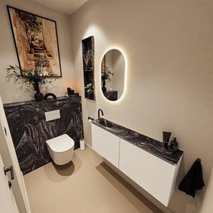 Mondiaz TURE-DLUX 120cm toiletmeubel Talc. EDEN wastafel Lava positie links. Met 1 kraangat. TUREDX120TALL1LAV