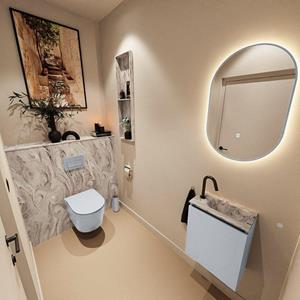 Mondiaz TURE-DLUX 40cm toiletmeubel Clay. EDEN wastafel Glace positie rechts. Met 1 kraangat. TUREDX40CLAR1GLA