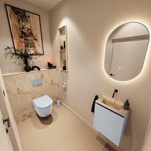 Mondiaz TURE-DLUX 40cm toiletmeubel Clay. EDEN wastafel Frappe positie midden. Zonder kraangat. TUREDX40CLAM0FRA