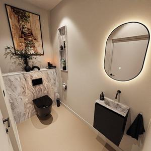 Mondiaz TURE-DLUX 40cm toiletmeubel Urban. EDEN wastafel Glace positie rechts. Zonder kraangat. TUREDX40URBR0GLA