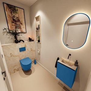 Mondiaz TURE-DLUX 40cm toiletmeubel Jeans. EDEN wastafel Frappe positie midden. Zonder kraangat. TUREDX40JEAM0FRA