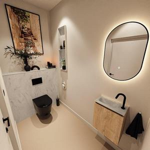 Mondiaz TURE-DLUX Toiletmeubel - 40cm - Washed Oak - EDEN - wastafel Opalo - positie links - 1 kraangat TUREDX40WASL1OPA