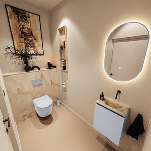 Mondiaz TURE-DLUX 40cm toiletmeubel Clay. EDEN wastafel Frappe positie rechts. Zonder kraangat. TUREDX40CLAR0FRA