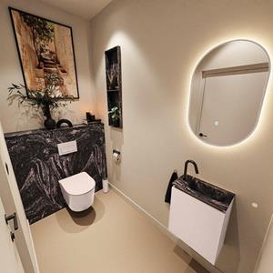 Mondiaz TURE-DLUX 40cm toiletmeubel Rosee. EDEN wastafel Lava positie rechts. Met 1 kraangat. TUREDX40ROSR1LAV