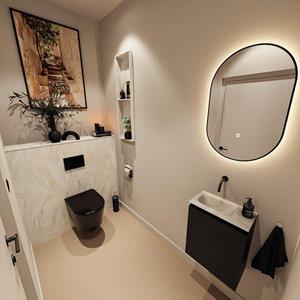 Mondiaz TURE-DLUX 40cm toiletmeubel Urban. EDEN wastafel Ostra positie links. Zonder kraangat. TUREDX40URBL0OST
