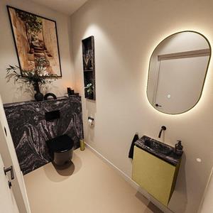 Mondiaz TURE-DLUX 40cm toiletmeubel Oro. EDEN wastafel Lava positie midden. Zonder kraangat. TUREDX40OROM0LAV
