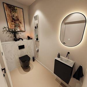 Mondiaz TURE-DLUX 40cm toiletmeubel Urban. EDEN wastafel Opalo positie rechts. Zonder kraangat. TUREDX40URBR0OPA