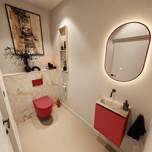 Mondiaz TURE-DLUX 40cm toiletmeubel Fire. EDEN wastafel Frappe positie links. Zonder kraangat. TUREDX40FIRL0FRA