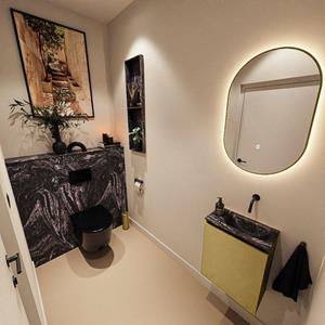 Mondiaz TURE-DLUX 40cm toiletmeubel Oro. EDEN wastafel Lava positie rechts. Zonder kraangat. TUREDX40OROR0LAV