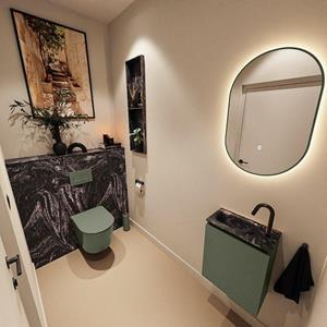 Mondiaz TURE-DLUX 40cm toiletmeubel Army. EDEN wastafel Lava positie links. Met 1 kraangat. TUREDX40ARML1LAV