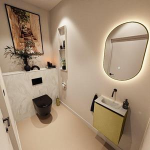 Mondiaz TURE-DLUX 40cm toiletmeubel Oro. EDEN wastafel Ostra positie midden. Zonder kraangat. TUREDX40OROM0OST