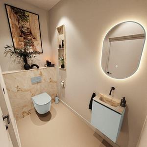 Mondiaz TURE-DLUX 40cm toiletmeubel Greey. EDEN wastafel Frappe positie midden. Zonder kraangat. TUREDX40GREM0FRA