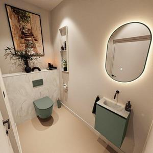Mondiaz TURE-DLUX 40cm toiletmeubel Army. EDEN wastafel Ostra positie midden. Zonder kraangat. TUREDX40ARMM0OST
