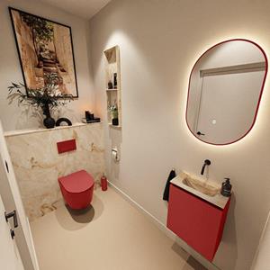 Mondiaz TURE-DLUX 40cm toiletmeubel Fire. EDEN wastafel Frappe positie midden. Zonder kraangat. TUREDX40FIRM0FRA