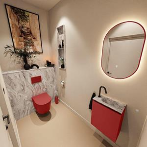 Mondiaz TURE-DLUX 40cm toiletmeubel Fire. EDEN wastafel Glace positie rechts. Met 1 kraangat. TUREDX40FIRR1GLA