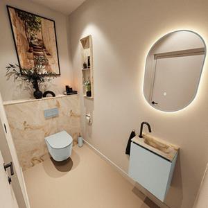Mondiaz TURE-DLUX 40cm toiletmeubel Greey. EDEN wastafel Frappe positie rechts. Met 1 kraangat. TUREDX40GRER1FRA