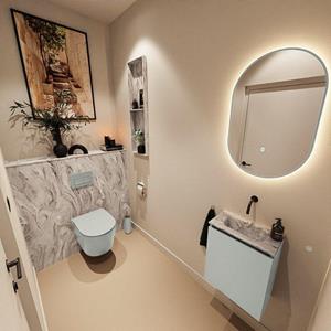 Mondiaz TURE-DLUX 40cm toiletmeubel Greey. EDEN wastafel Glace positie midden. Zonder kraangat. TUREDX40GREM0GLA
