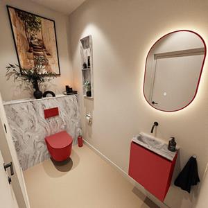 Mondiaz TURE-DLUX 40cm toiletmeubel Fire. EDEN wastafel Glace positie links. Zonder kraangat. TUREDX40FIRL0GLA