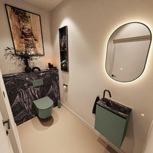 Mondiaz TURE-DLUX 40cm toiletmeubel Army. EDEN wastafel Lava positie rechts. Met 1 kraangat. TUREDX40ARMR1LAV