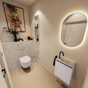 Mondiaz TURE-DLUX 40cm toiletmeubel Cale. EDEN wastafel Opalo positie rechts. Met 1 kraangat. TUREDX40CALR1OPA