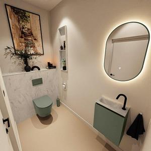 Mondiaz TURE-DLUX 40cm toiletmeubel Army. EDEN wastafel Opalo positie links. Met 1 kraangat. TUREDX40ARML1OPA