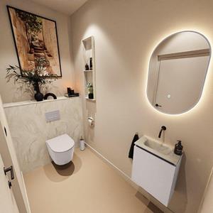 Mondiaz TURE-DLUX 40cm toiletmeubel Cale. EDEN wastafel Ostra positie midden. Zonder kraangat. TUREDX40CALM0OST
