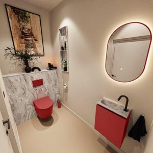 Mondiaz TURE-DLUX 40cm toiletmeubel Fire. EDEN wastafel Glace positie links. Met 1 kraangat. TUREDX40FIRL1GLA