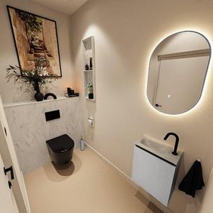 Mondiaz TURE-DLUX 40cm toiletmeubel Plata. EDEN wastafel Opalo positie links. Met 1 kraangat. TUREDX40PLAL1OPA