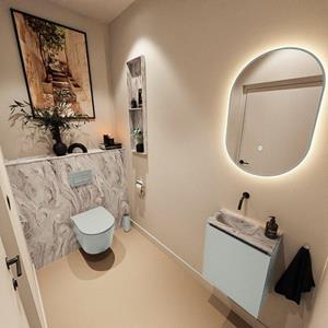 Mondiaz TURE-DLUX 40cm toiletmeubel Greey. EDEN wastafel Glace positie links. Zonder kraangat. TUREDX40GREL0GLA